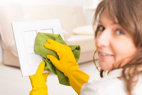 Cleaner removing stains from a sofa in Beckenham